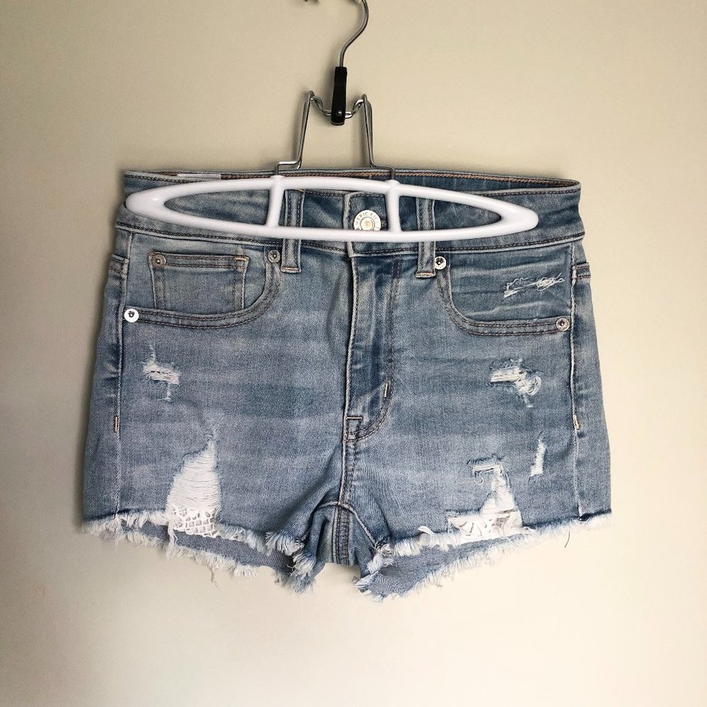 American Eagle Jean/Denim Ripped Short Shorts